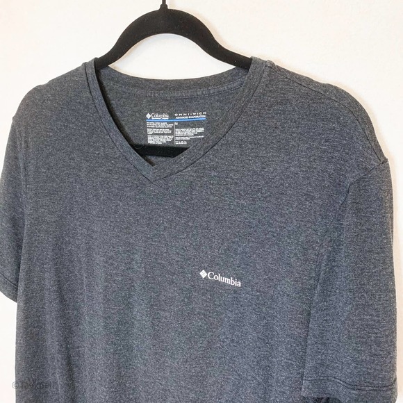 Columbia V Neck Dark Gray Stretch Cotton T Shirt M - Picture 9 of 15